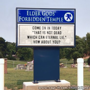 Elder gods temple sign