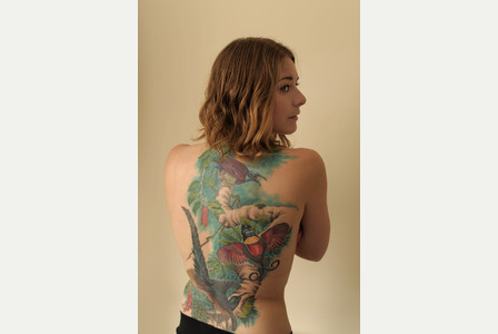 12/08/2015           JOHN ALLEN

Hayley Evers-King has a tattoo on her back which she had done in stages in South Africa. It is a tribute to her work in natural sciences and to David Attenborough

Hayley Evers-King: 07763889032