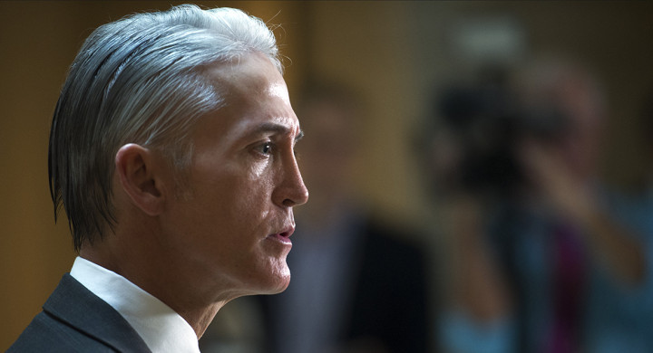 House Select Committee on Benghazi Chairman Trey Gowdy, R-S.C., talks with the news media before walking to a hearing room to hear testimony from Jake Sullivan,  former Hillary Clinton aide during her tenure as Secretary of State, before a House panel on the Benghazi investigation on Capitol Hill in Washington, Friday, Sept. 4, 2015. A day after questioning a former top aide to presidential candidate Hillary Rodham Clinton behind closed doors, the House committee investigating the deadly Benghazi attacks is taking testimony from another member of Clinton's inner circle in closed session.   (AP Photo/Cliff Owen)