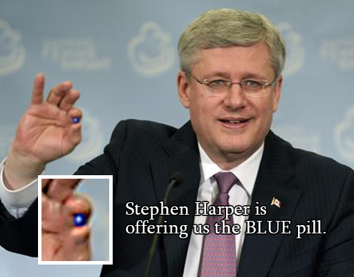 Harper-offering-blue-pill