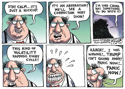 Stay calm it's just a hiccup...I was wrong Trump isn't going away panic now