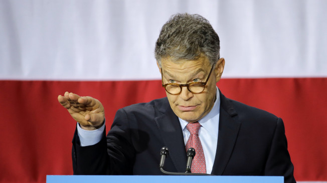 Democratic Sen. Al Franken appears at a get-out-the-vote rally in support for Franken and Minnesota Democratic Gov. Mark Dayton at Macalester College in St. Paul, Minn., Thursday, Oct. 23, 2014. (AP Photo/Ann Heisenfelt)