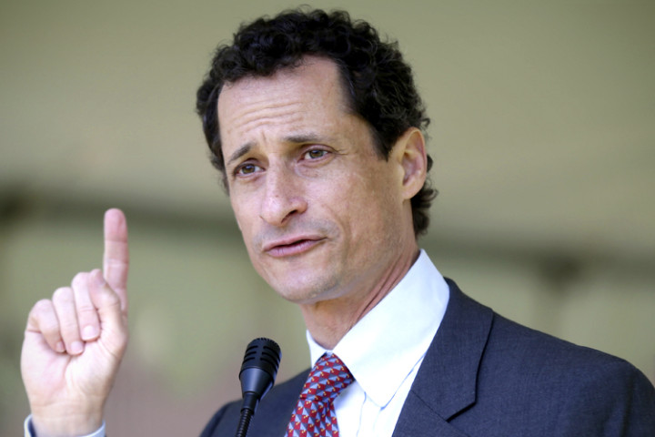 New York City mayoral candidate Anthony Weiner speaks during a Memorial Day ceremony in New York, Sunday, May 26, 2013. (AP Photo/Seth Wenig)