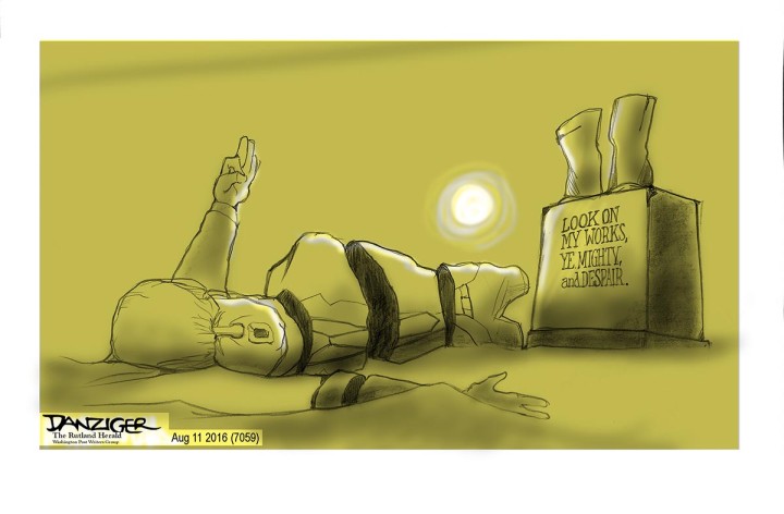 Trump, Ozymandias, Shelley, political cartoon